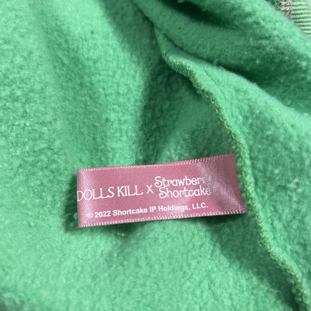 Dolls Kill x Strawberry Shortcake Hoodie Womens L Green Pullover Graphic Fleece - Picture 8 of 9